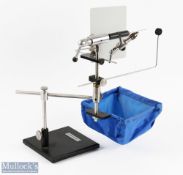 Dyna King Barracuda Pedestal Vice with extension arm, sight board, bobbin holder and trash bag and