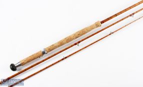 Fosters Ashbourne split cane fly rod 11' 3pc, line 7#, alloy sliding reel fittings, red agate butt/