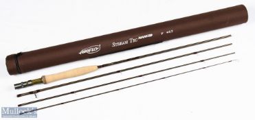 Airflo Stream Tec Nano carbon fly rod, 9' 4pc line 4/5# alloy uplocking reel set with burr wood