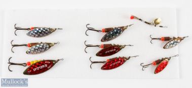 A collection to include: Mepps Spinners, various sizes and colour finishes, plus hogback spoons (
