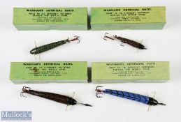 4x Wadham's artificial baits, boxed - 2x 3 1/2