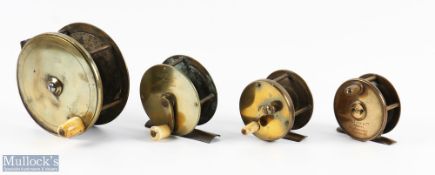 Collection of brass reels, made up of: 1x Chas Farlow & Co, Makers, 191 The Strand, London, 4