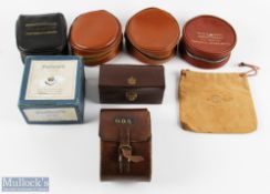 A collection of reel cases, made up of: 1x J W Young's pouch; 1x Shakespeare zip case; 1x Match