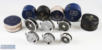 An interesting collection of Hardy Bros Marquis fly reels, covering the 6 models for trout and sea