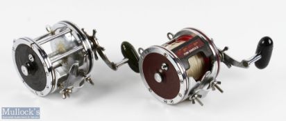 Penn, USA Senator II 114H Multiplier Reel with red bakelite ends, black torpedo handle, check on/