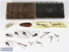 Collection of artificial baits in two clear lidded boxes, made up of: 3x Hardy LRH shrimps (2 in