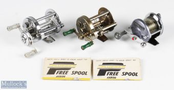 A collection of 3x multiplier reels consisting of: 2x Pflueger Akron No 1895 with instructions; 1x