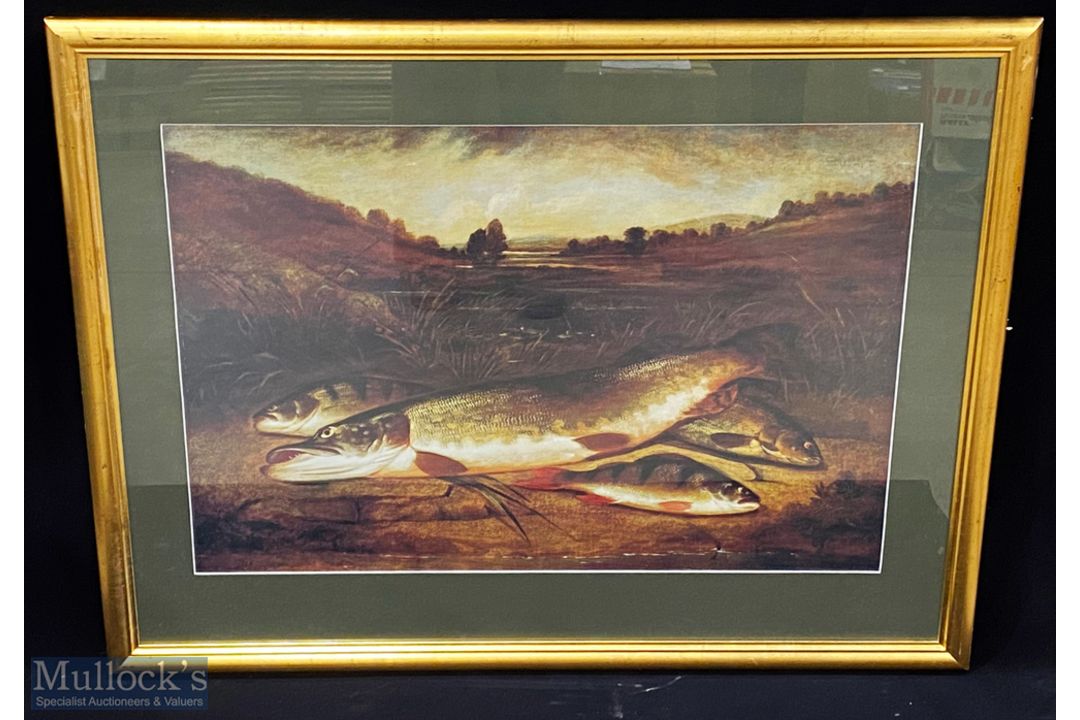 2x large Fishing Prints, a large picture of Salmon on riverbank, from an oil by H L Rolfe - Image 2 of 3