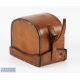 C Farlow & Co, 191 The Strand, London, 'D' block leather reel case, 4 1/4" x 3" with red lining, - Image 1 of 2