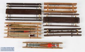 Assorted line winders, hard wood and soft wood with shot and cap holders (6)