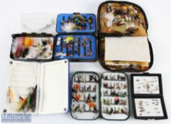 A collection of trout fly boxes, made up of: 1x Morell foam with magnet closing, with 9x stingers on