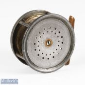 Hardy Bros brass faced Perfect salmon reel, 4 1/4