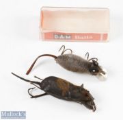2x Vintage mouse artificial baits with a DAM baits box measures 2
