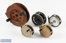 A collection of reels made up of: 1x Daiwa Made in England 859 multiplier fly reel, 3 1/2