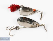 2x Allcocks collapsing split metal spoons with 1x stamped 'Patent' the other 'Made in England No