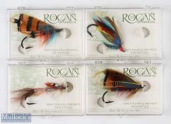 A collection of 4x hand tyed Rogan of Donegal traditional salmon flies - Durham Ranger, Butcher,