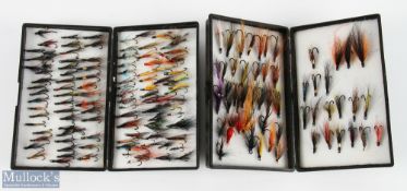 2x Hardy plastic fly boxes containing over 150x salmon flies - doubles (2)