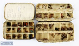 Hardy Bros black japanned Giridon fly tin, has good clean interior with aide memoir and selection of