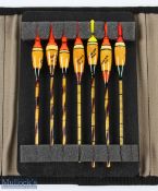 A fine set of Andy Bachelor Elder Pith Avon Floats, in custom wallet, signed and dated 2012, very