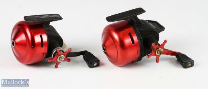 2x Abu Sweden closed face reels - Abu-Matic 160, white thumb lever, runs very well; Abu-Matic 170