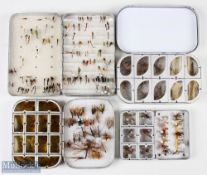A collection of alloy fly boxes, containing a large selection of trout flies, made up of - 1x