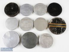 11x assorted round leader tins, some with dampers (11)