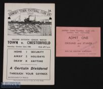 1949/50 Grimsby Town v Chesterfield Div. 2 programme 22 October 1949 plus directors match ticket