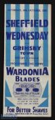 War-time 1945/1946 Sheffield Wednesday v Grimsby Town War League North 20 October 1945, fold out