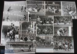 Collection of b&w press photos of football matches with a good content of Everton FC in match action