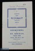 1952/53 Drumcondra v St Mirren football programme floodlight opening at Tolka Park, date 30th Mar,