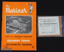 1954/55 Grimsby Town v Wolverhampton Wanderers FAC 3rd round match programme 8th January 1955;