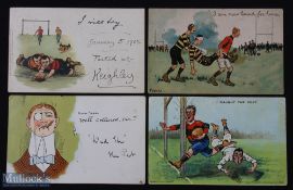 1900s Rugby Cartoon Postcards Selection B (4): Two 'Write Aways' style issues: 'I am bound for home'