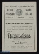 1947/48 Crewe Alexandra v Accrington Stanley Div. 3 (N) programme 7 April 1948, fold out type; good.