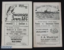 1949/50 Grimsby Town v Swansea Town, Div. 2 programme + return match at Swansea 6 May 1950 (final