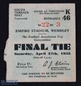 Ticket: 1935 FAC final match ticket; good. (1)