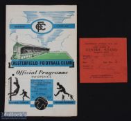 1949/50 Chesterfield v Grimsby Town Div. 2 programme; also 1945/46 ticket Chesterfield v Grimsby