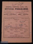 Multi-Signed 1945/46 Arsenal v Moscow Dynamo FC football programme date 21 Nov featuring