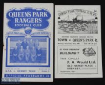1949/50 Grimsby Town v Queens Park Rangers Div. 2 programme + return match at QPR 27 December