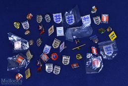 Collection of international, FA Cup etc. enamel badges to include England 3 Lions x 6, England 3