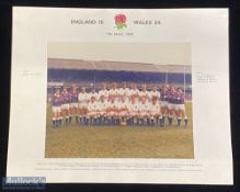 1984 England Official RFU Team Photo v Wales: Mounted to a large white c15