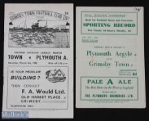 1949/50 Grimsby Town v Plymouth Argyle Div. 2 match programme + return match at Plymouth 15