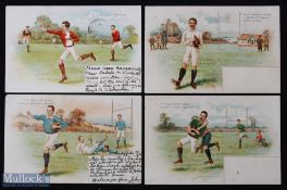 1900s Rugby Postcards Selection G (4): Classic c1900 set of well designed, impressive cards, much