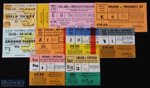 1948-84 England Home v Overseas etc Rugby Tickets (9): v NZ 64, 73, 78 & 83; v Australia 97, 82 &