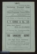 Pre-war 1935/1936 Gorleston v Harwich & Parkeston 19 October 1935 Eastern Counties league programme;