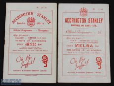 1953/54 Accrington Stanley v Barrow Div. 3 (N) 19 September 1953; v Bradford Park Avenue Div. 3 (