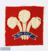 1928 Wales Schools Rugby Jersey Badge: With good provenance, the players' jersey badge with white