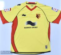 Watford 2011/12 Hodson No 2 match issue home football shirt Football League badges to sleeves,