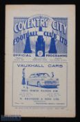 1953/54 Coventry City v Queen of the South football programme floodlight opening 21 Oct no