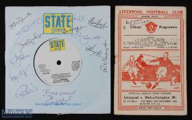 Record: 45rpm Vinyl record by the Liverpool Football Team in 1977 issued by State Records, two