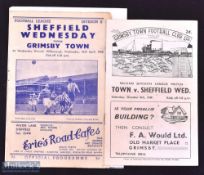1949/50 Grimsby Town v Sheffield Wednesday Div. 2 programme 8 October 1949; return match at